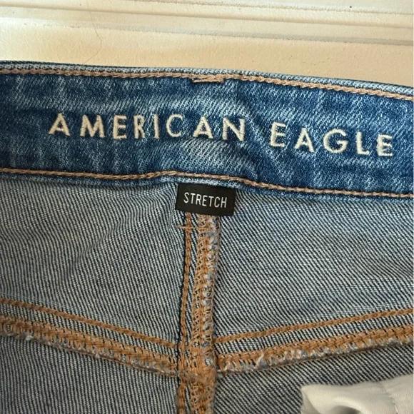 American Eagle Mom Straight Denim Jeans Stretch Distressed Size 4 - Picture 5 of 8
